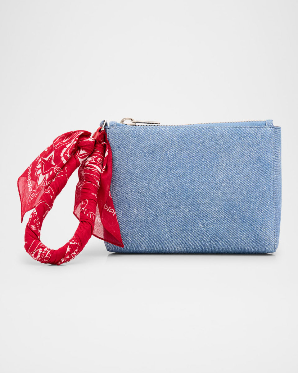 Cabata Mini Bandana Wristlet Pouch Bag in Cotton Denim